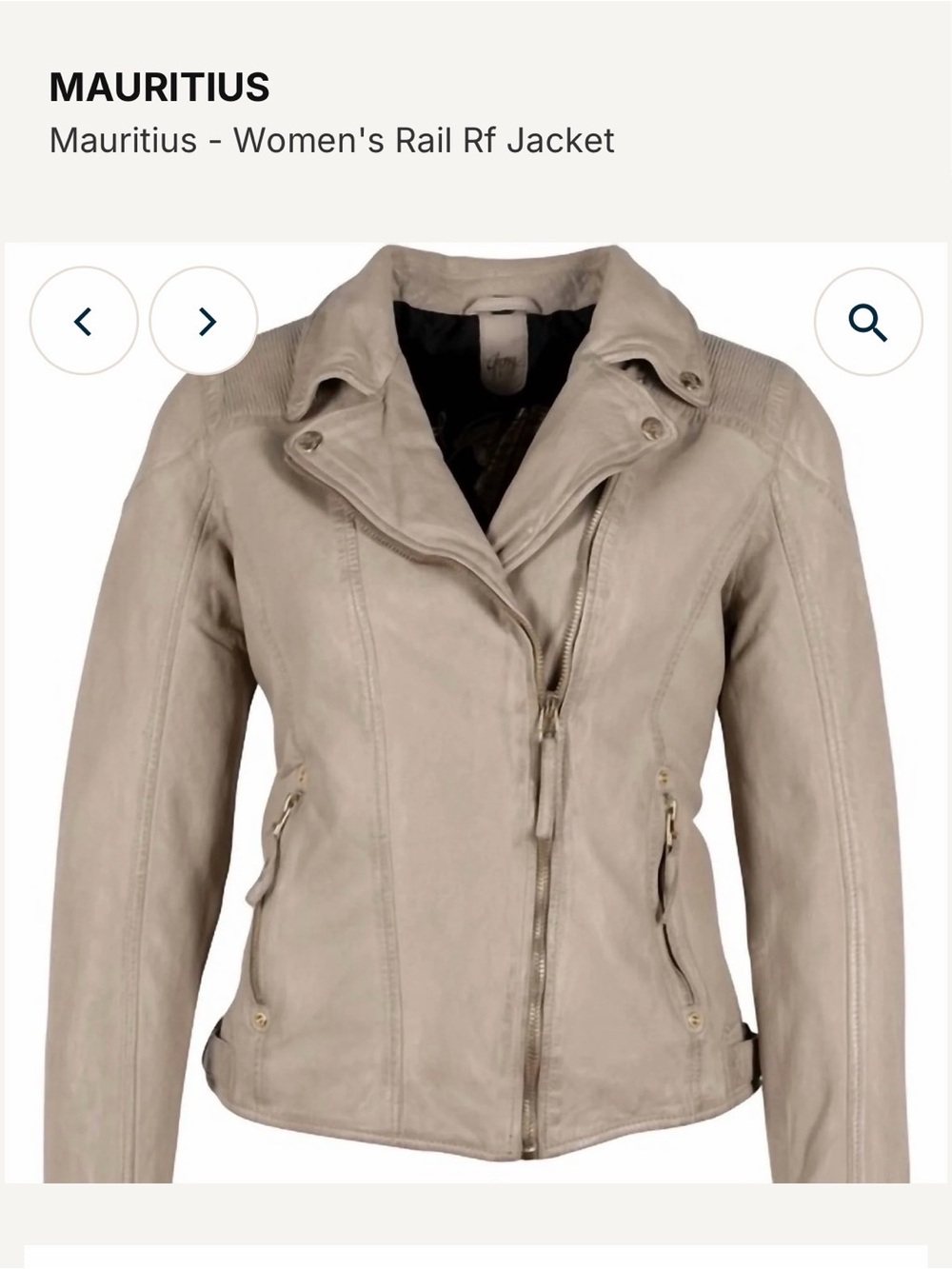 Mauri Women's Leather Moto Jacket in Taupe